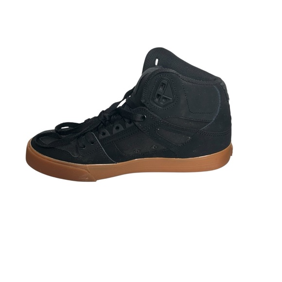 DC Men's Pure High-Top WC Skate Shoes Black Leather Suede Gum Size 8.5 - Picture 6 of 8